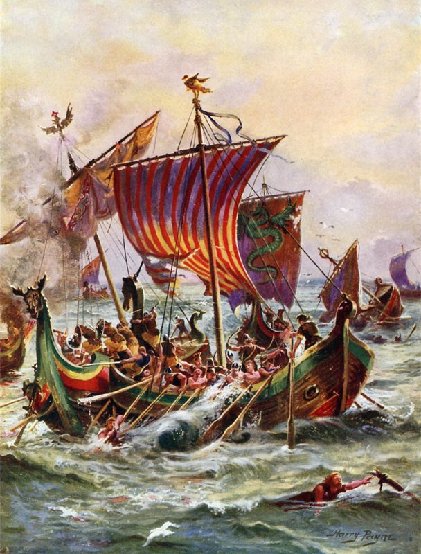 Viking Ejderha Gemilerine saldıran Kral Alfred