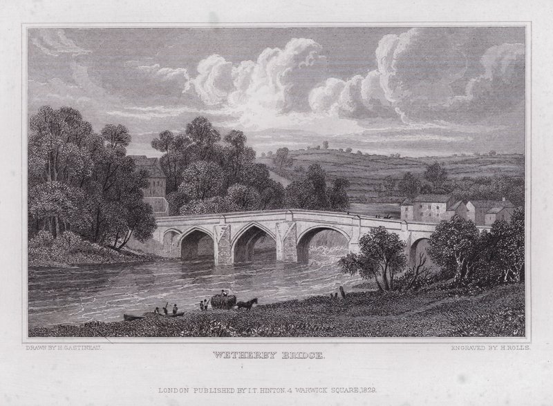 Wetherby Köprüsü (gravür) by Henry (after) Gastineau