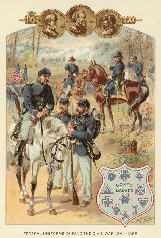 1861-1865 İç Savaşı sırasında Federal Üniformalar (renkli taş) by Henry Alexander (after) Ogden