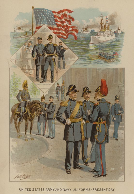 Amerika Birleşik Devletleri Ordusu ve Donanma üniformaları - günümüz (chromolitho) by Henry Alexander (after) Ogden