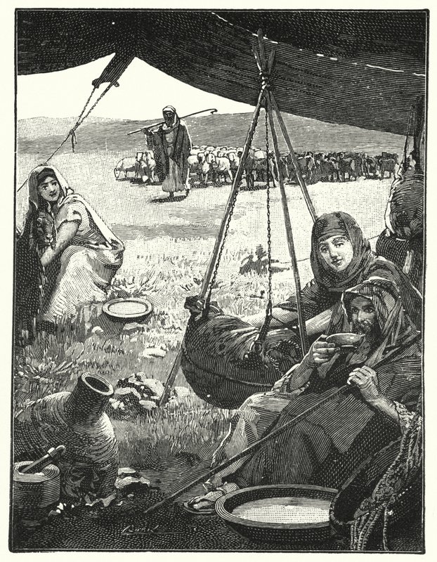 Doğuda çadır hayatı, çalkalanan süt (lito) by Henry Andrew Harper