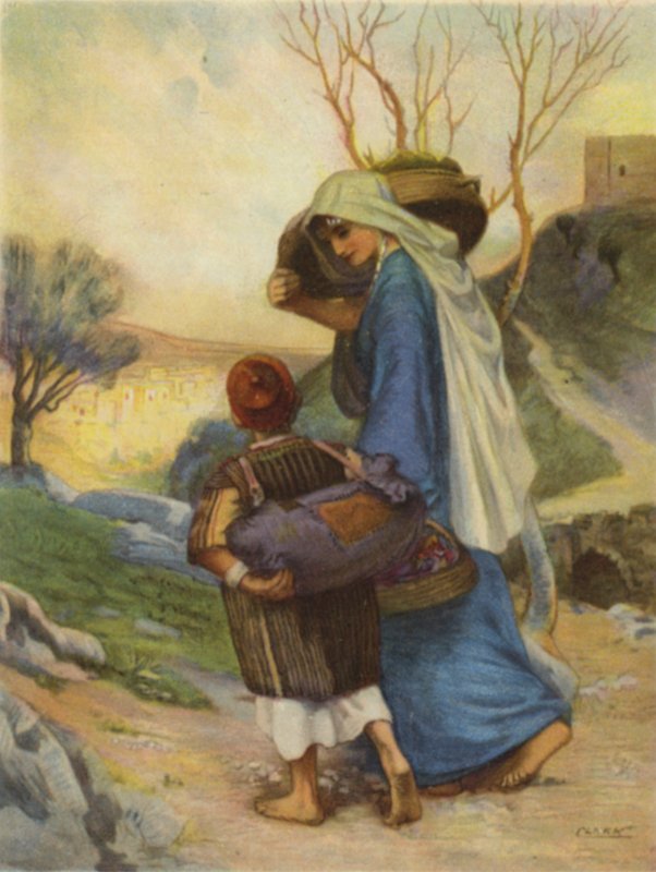 Siloamlı kadın eve yemek götürüyor (renkli taş) by Henry Andrew Harper