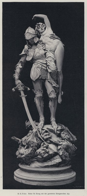 Aziz George ve Kurtarılan Kız (gravür) by Henry Charles Fehr