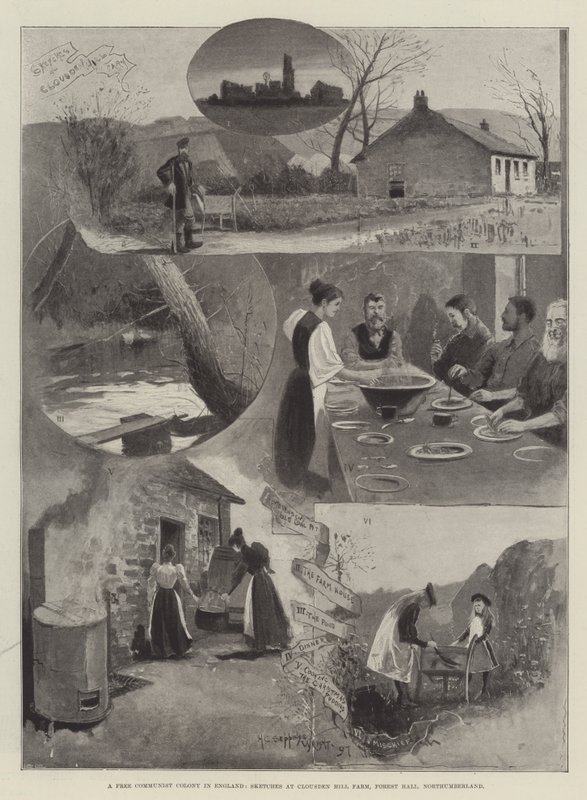 İngiltere'de Özgür Bir Komünist Koloni, Clousden Hill Çiftliği'nde Eskizler, Forest Hall, Northumberland by Henry Charles Seppings Wright
