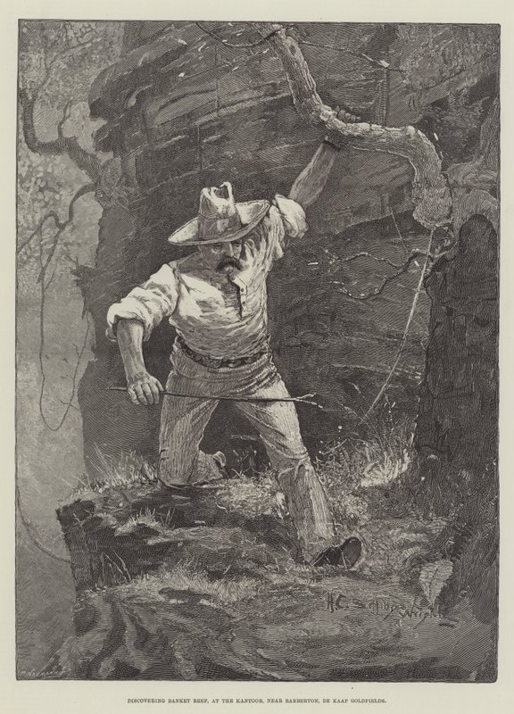 Barberton, Cape Goldfields yakınlarındaki Ofiste Ziyafet Resifi'ni keşfetmek by Henry Charles Seppings Wright