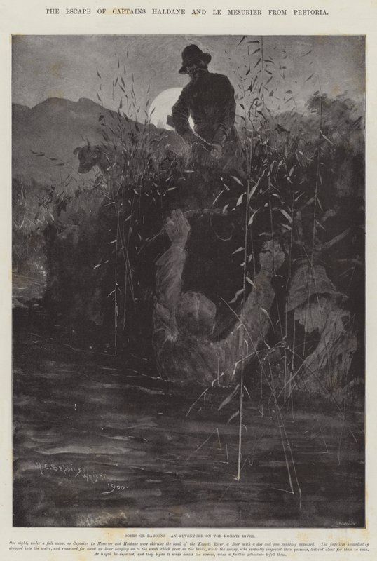 Kaptan Haldane ve Le Mesurier'in Pretoria'dan Kaçışı by Henry Charles Seppings Wright