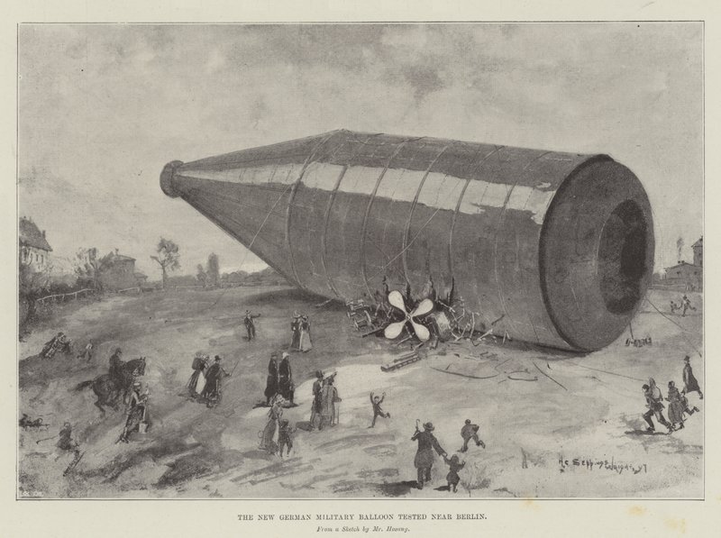 Yeni Alman Askeri Balonu Berlin yakınlarında test edildi by Henry Charles Seppings Wright