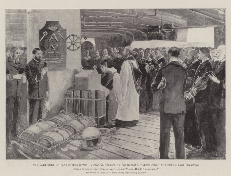 Merhum Saxe-Coburg-Gotha Dükü, HMS Alexandra'da Anma Servisi, Dük'ün Son Komutanlığı by Henry Charles Seppings Wright