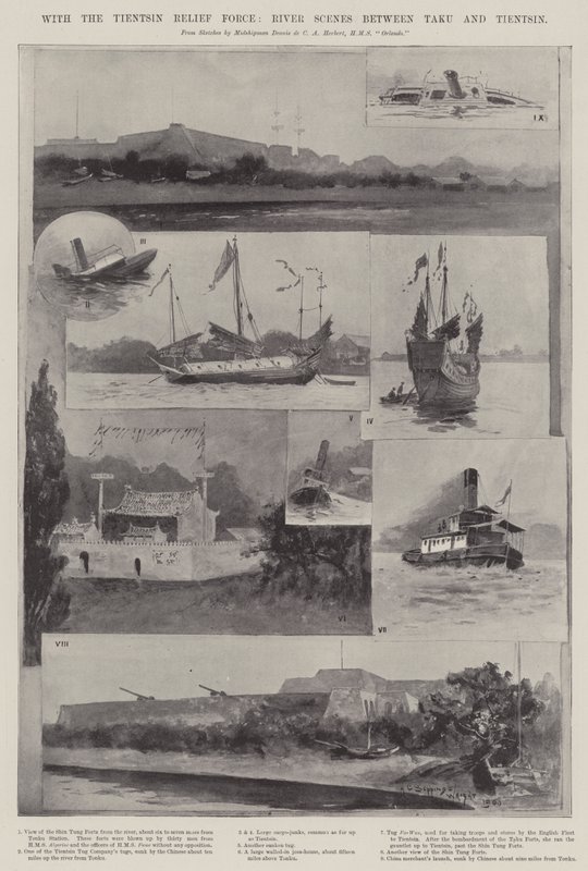 Tientsin Yardım Gücü ile Taku ve Tientsin arasındaki Nehir Manzaraları by Henry Charles Seppings Wright