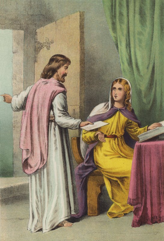 Christiana Mesajı alır (chromolitho) by Henry Courtney Selous