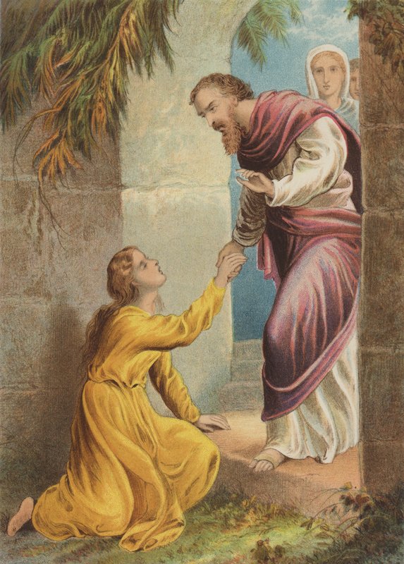 Kapıda merhamet baygınlığı (chromolitho) by Henry Courtney Selous