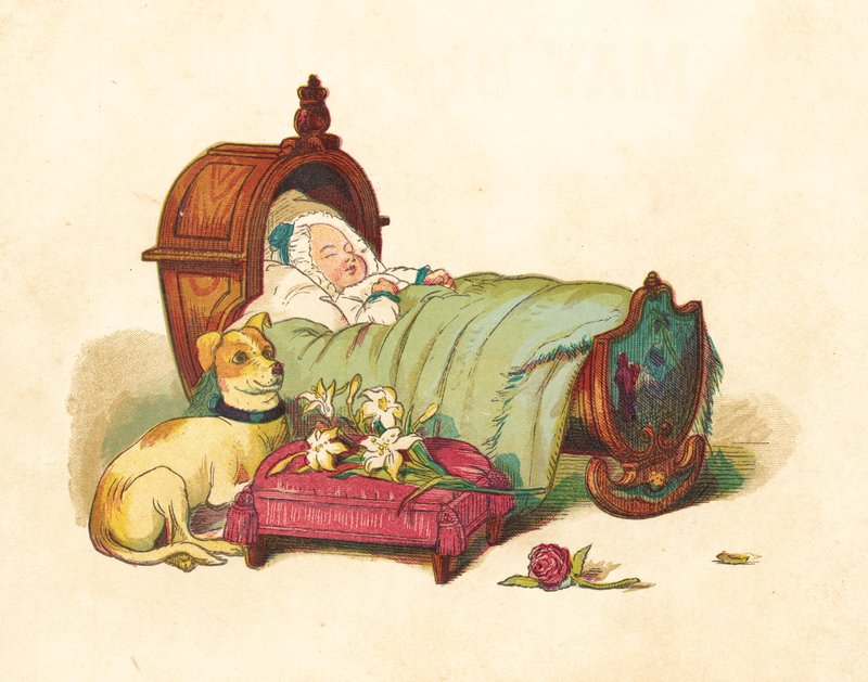 Prenses Victoria beşiğinde uyuyor (renkli lito) by Henry Hetherington Emmerson