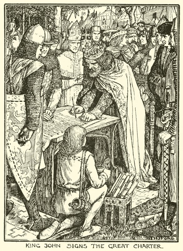Magna Carta. Kral John Büyük Tüzüğü İmzalıyor (gravür) by Henry Justice Ford