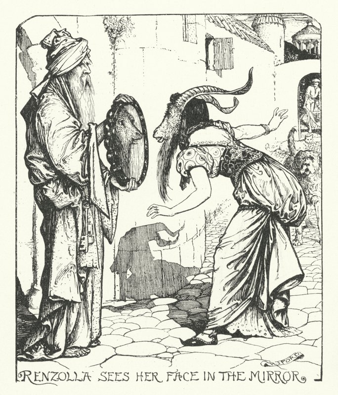 Renzolla Aynada Yüzünü Görüyor (gravür) by Henry Justice Ford