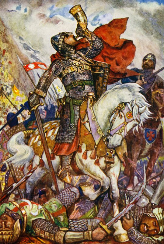 Roland, Roncevaux vadisinde boru çalıyor by Henry Justice Ford