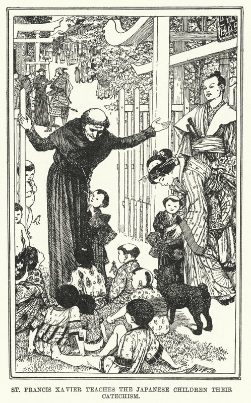 St Francis Xavier Japon çocuklara ilmihallerini (litho) öğretiyor by Henry Justice Ford