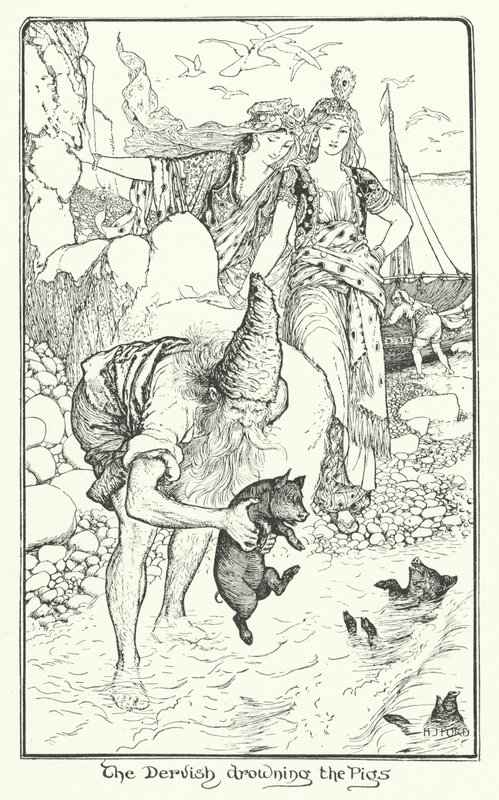 Derviş Domuzları Boğuyor (gravür) by Henry Justice Ford