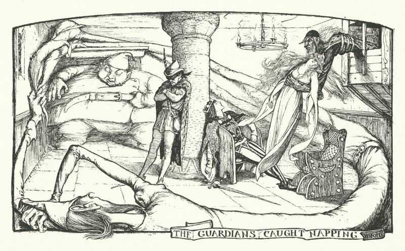 Muhafızlar Uyuklarken Yakalandı (gravür) by Henry Justice Ford