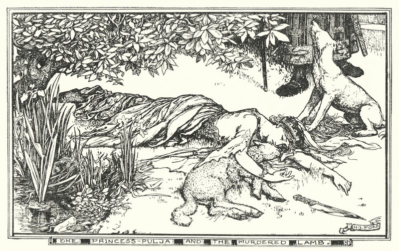 Prenses Pulja ve öldürülen kuzu (lito) by Henry Justice Ford