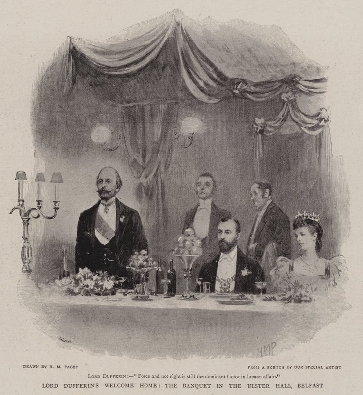Lord Dufferin'in Eve Hoş Geldiniz, Ulster Salonu'ndaki Ziyafet, Belfast by Henry Marriott Paget