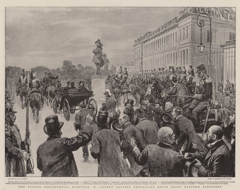 Fransa Cumhurbaşkanlığı Seçimi, M Loubet, Başkan seçildikten sonra Versay'dan ayrıldı by Henry Marriott Paget