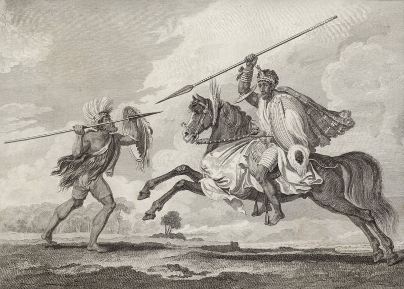 Fit Aurari Zogo bir piyadeye saldırıyor, Etiyopya by Henry Salt