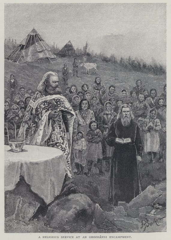 Orozhanni kampında (lito) bir dini hizmet by Henry Sandham