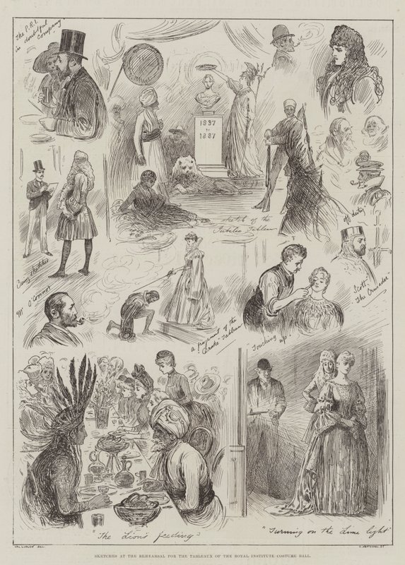 Kraliyet Enstitüsü Kostüm Balosu Tablosunun Provasındaki Eskizler by Henry Stephen Ludlow