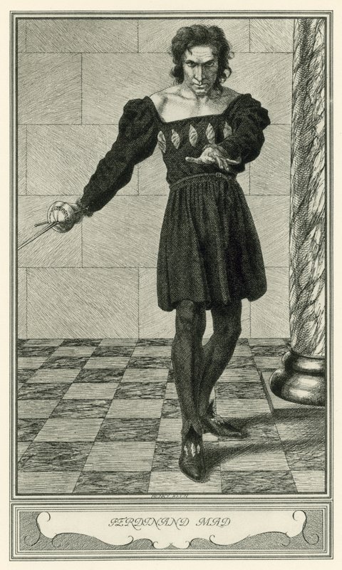 John Webster tarafından Malfi Düşesi: Ferdinand Mad (lito) by Henry Weston Keen