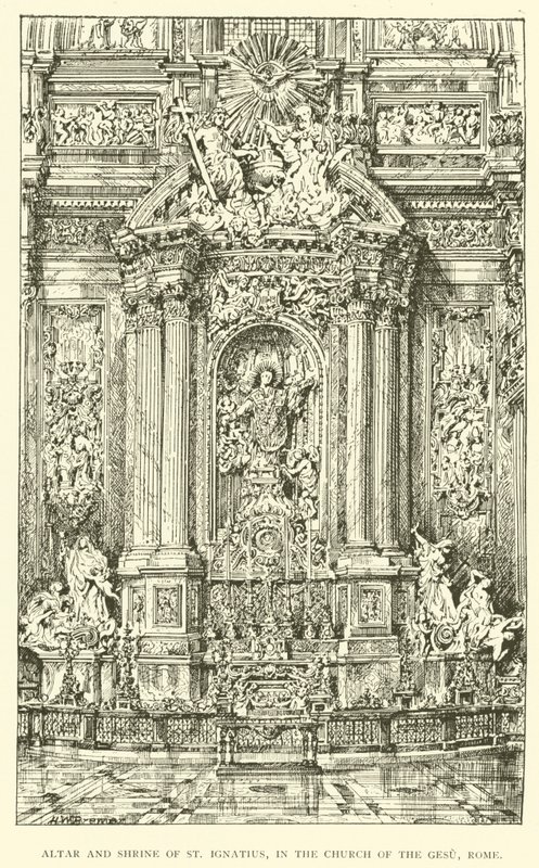 Sunak ve St Ignatius Tapınağı, Gesu Kilisesi, Roma (gravür) by Henry William Brewer