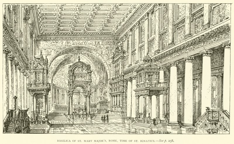 Aziz Mary Major Bazilikası, Roma, Aziz Ignatius zamanı (gravür) by Henry William Brewer