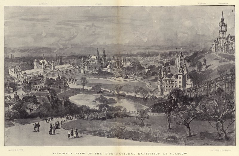 Glasgow'daki Uluslararası Serginin Kuş Bakışı by Henry William Brewer