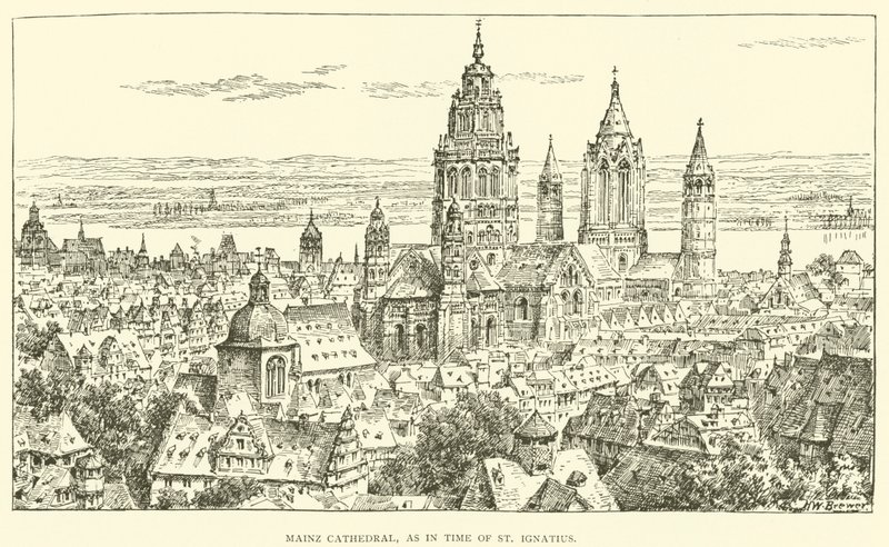 Mainz Katedrali, St Ignatius zamanında olduğu gibi (gravür) by Henry William Brewer