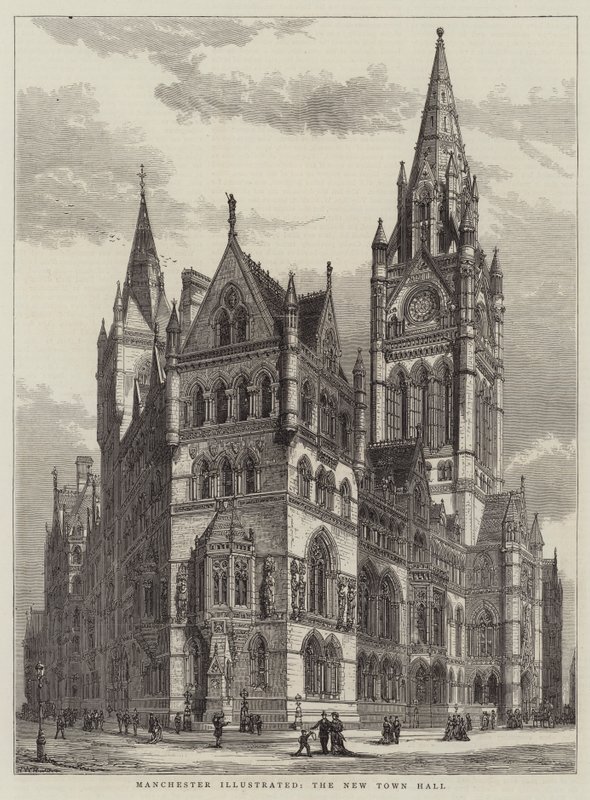 Manchester Illustrated, Yeni Belediye Binası by Henry William Brewer