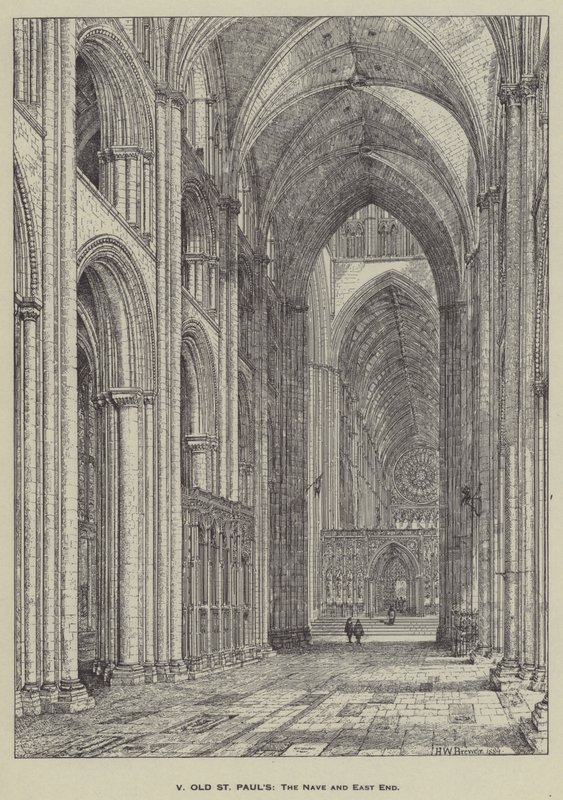 Eski St Pauls, Nef ve Doğu Yakası by Henry William Brewer