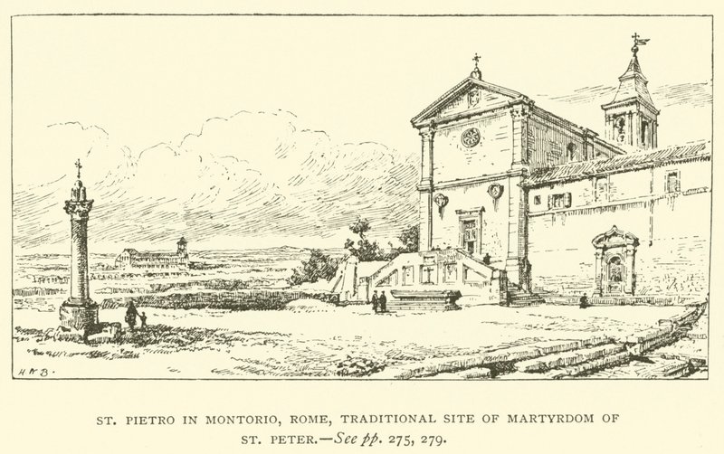 St Pietro Montorio, Roma, geleneksel St Peter Şehitliği sitesi (gravür) by Henry William Brewer