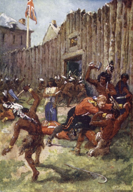 İngilizlere saldıran Kızılderililer by Henry after Sandham