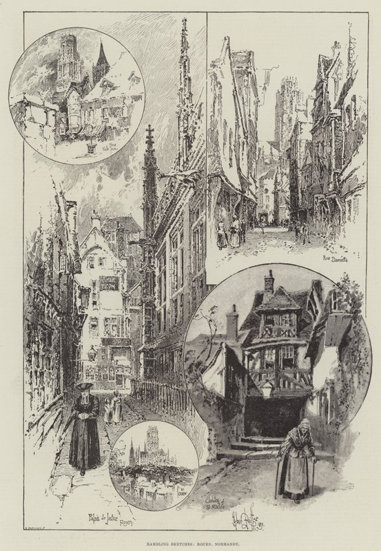 başıboş Eskizler, Rouen, Normandiya by Herbert Railton