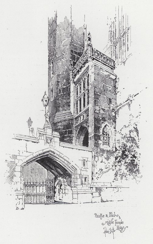 Orta Tapınak Kütüphanesine Köprü ve Sundurma (gravür) by Herbert (after) Railton
