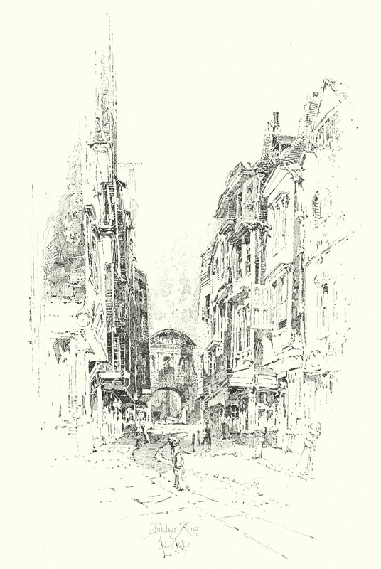 Kasap Row, Londra (lito) by Herbert (after) Railton