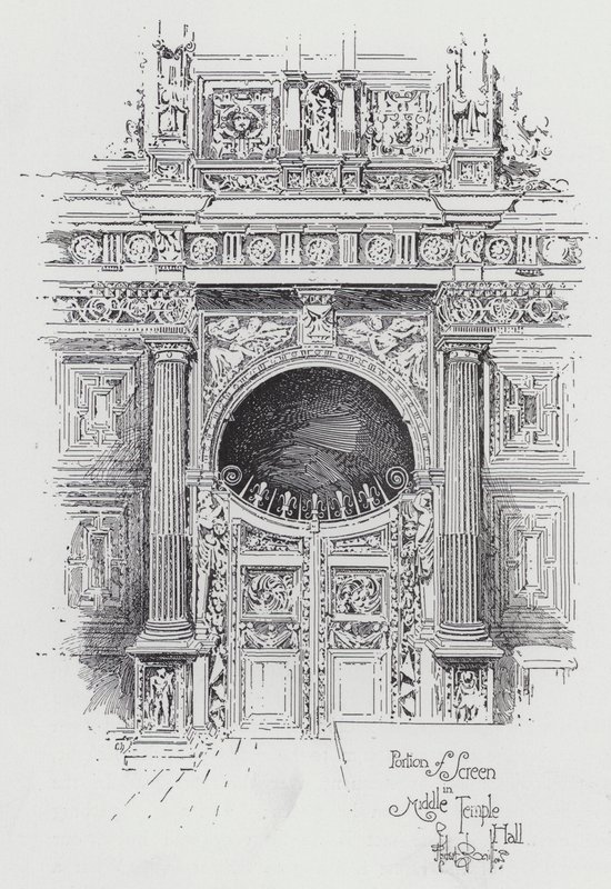 Orta Tapınak Salonu'ndaki Perde Bölümü (gravür) by Herbert (after) Railton