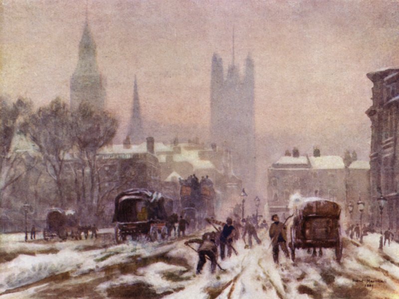 Karlı Bir Sabah, Whitehall (renkli taş) by Herbert Menzies (after) Marshall