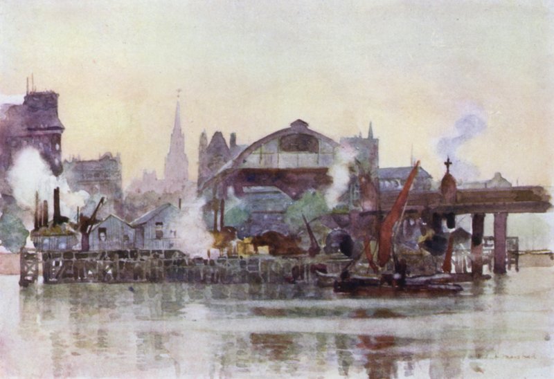 Nehirden Charing Cross İstasyonu (renkli taş) by Herbert Menzies (after) Marshall
