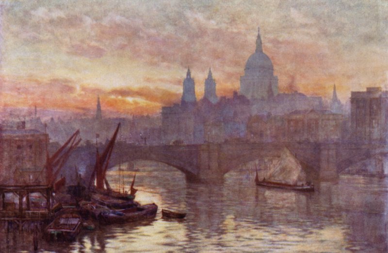 Southwark Köprüsü ve St Paul Katedrali (renkli taş) by Herbert Menzies (after) Marshall