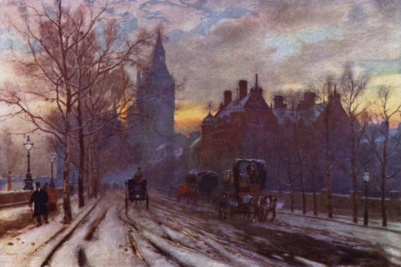 Westminster Embankment (renkli taş) by Herbert Menzies (after) Marshall