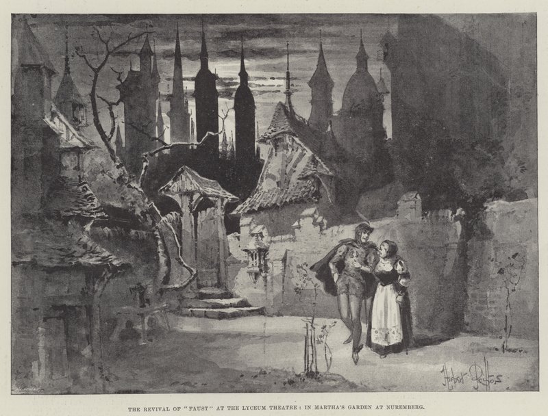 Nürnberg'deki Martha's Garden'daki Lyceum Tiyatrosu'nda Faust'un Canlanması by Herbert Railton
