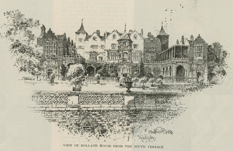 View of Holland House from the south terrace  by Herbert Railton
