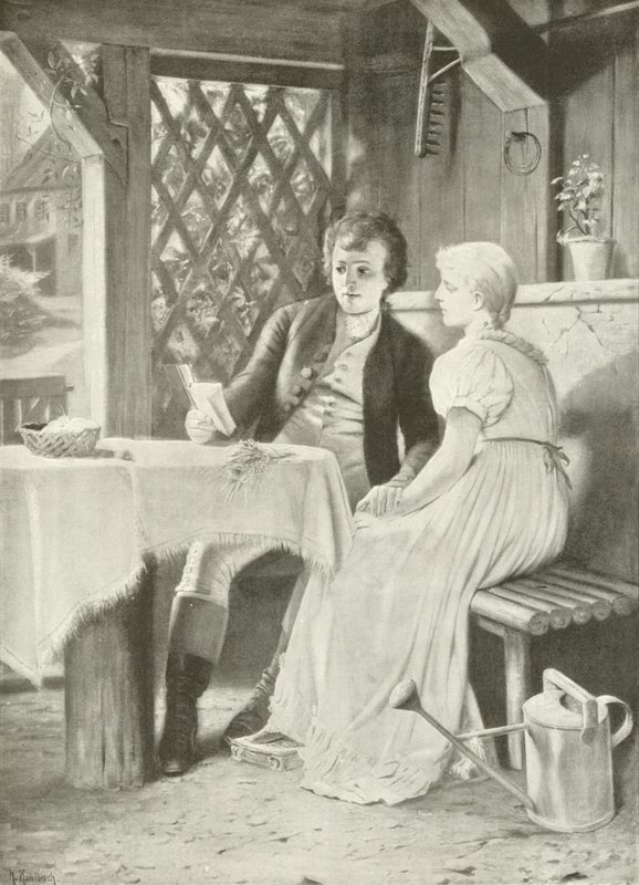 Goethe ve Frederike (gravür) by Hermann Kaulbach