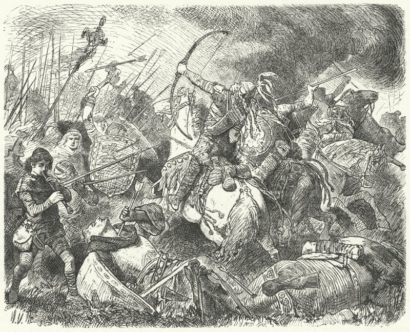 Bir Hun ordusu savaş alanında püskürtüldü by Hermann Vogel