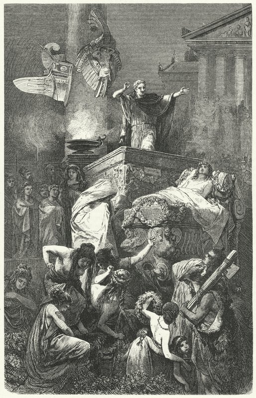 Augustus, yeğeni Marcellus'un cenazesinde nutuk verirken, MÖ 23 by Hermann Vogel